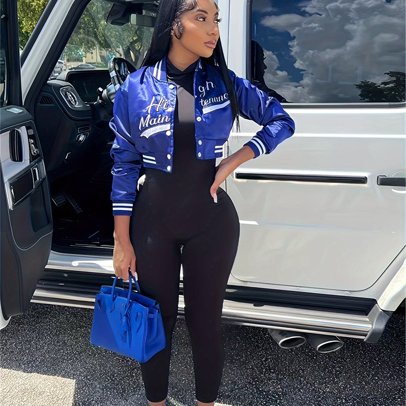 Fashion Long Sleeve Cropped Y2k Casual Sports Jacket, Letter Graphic Striped Jacket, Women's Tops