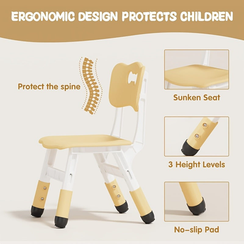 Height-Adjustable Table and Chair Set with 2 Chairs, Graffiti-Friendly Surface, Plastic, Multi-Color, Ideal for -8 Years - Interactive Play and Learning Furniture for Classroom, Daycare, or Home Use