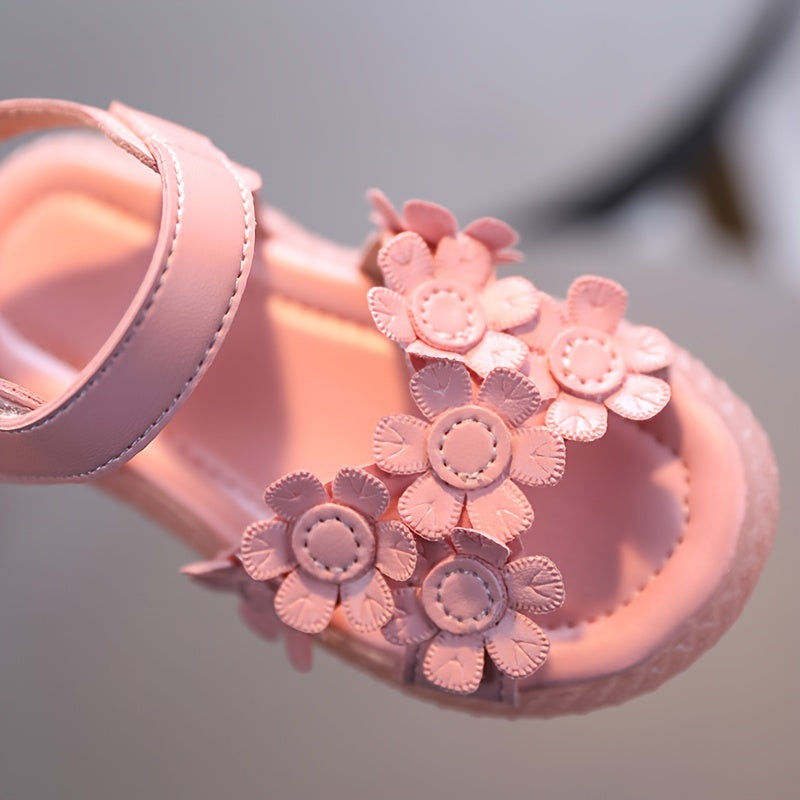 Adorable Girls Flower Sandals - Cute & Comfortable with Non-slip Soft Sole - Secure Slip-on Hook & Loop Fastener - Perfect for Playful Summer Days