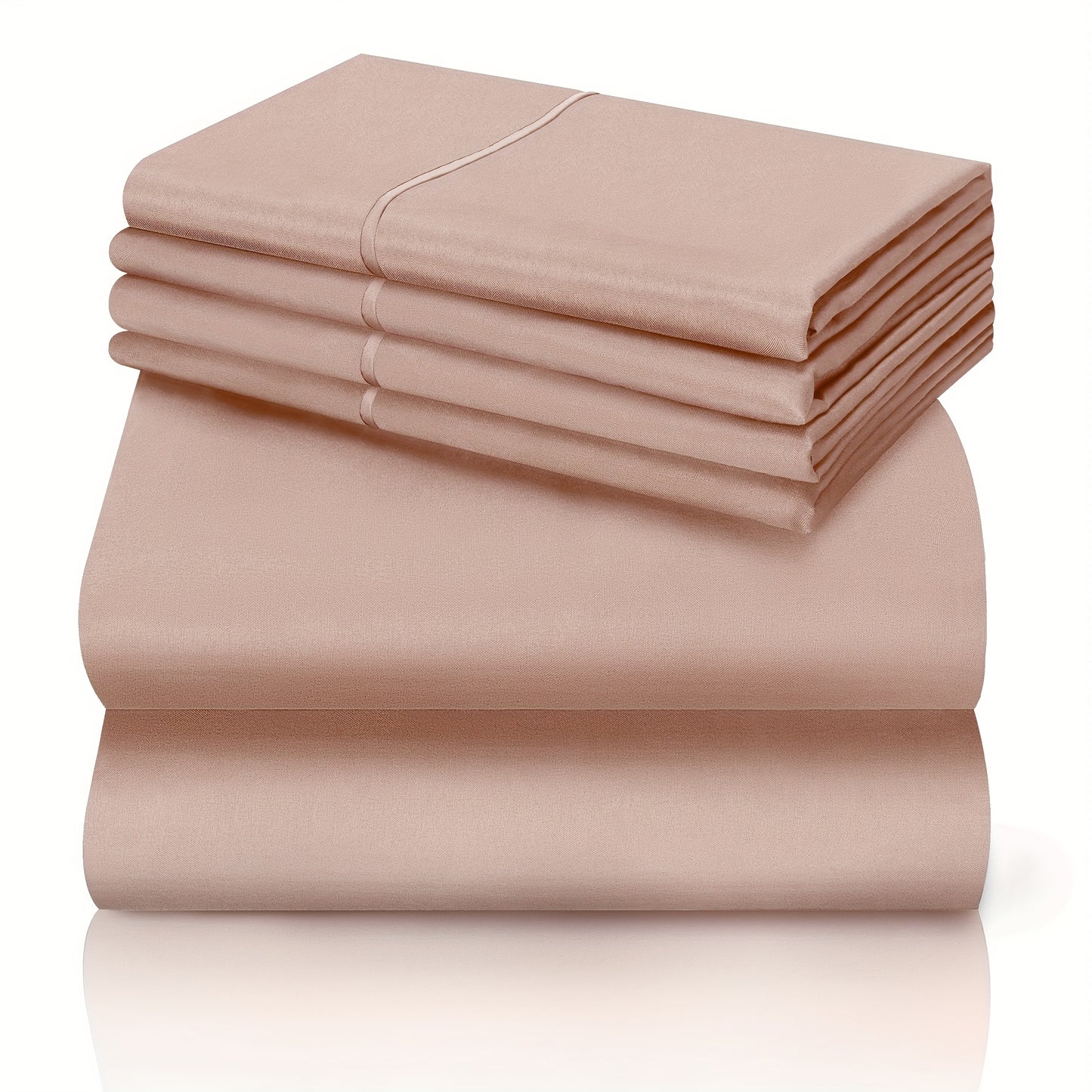 6pcs Luxury Cooling Bed Sheet Set, Soft Comfort Set, Queen Size Bedding Set, Breathable, Wrinkle Resistant,, Soft, with 18 Inch Deep Pockets, Bedroom, Guest Room, Hotel Bedding Set (1* Flat Sheet + 1* Fitted Sheet + 4* Pillow