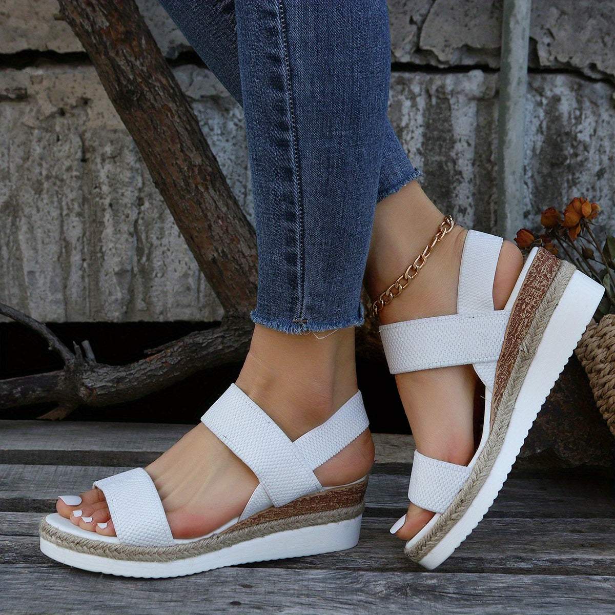 Womens Stylish Platform Espadrille Wedge Sandals - Ultra-Comfortable Knit Slip-Ons with Open Toe & Slingback Strap - Perfect for Casual Summer Style