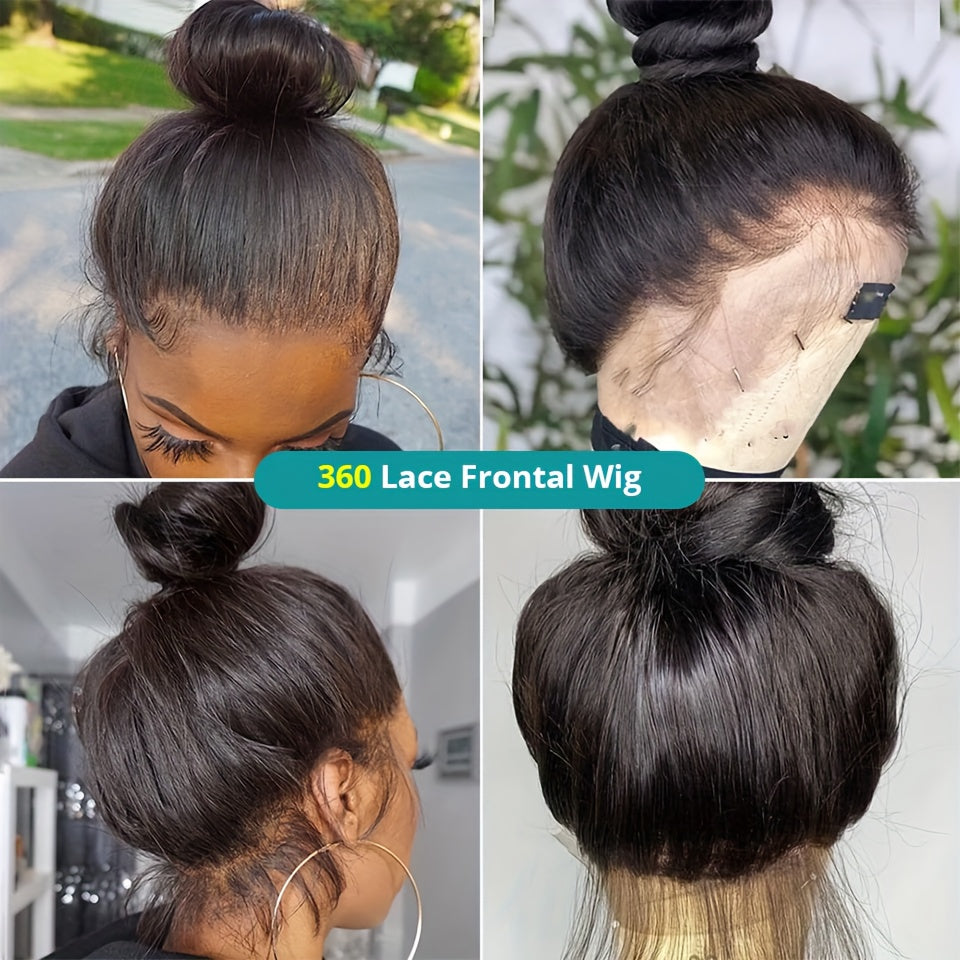 360 straight lace frontal human hair wig with baby hairs 150 density full lace 100% human hair pre plucked human hair lace frontal wig natural color