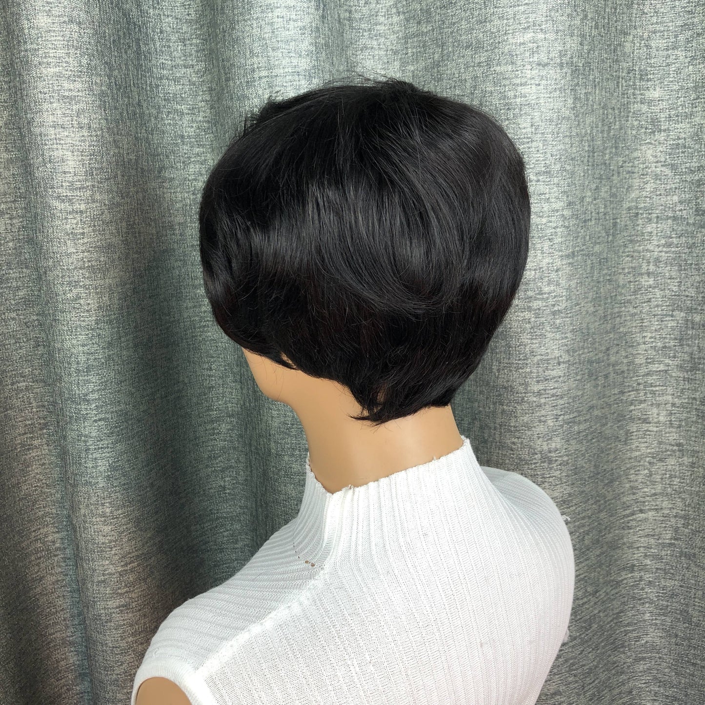Elegant Natural Black Straight Bob Wig with Side Bangs for Women - 150% Density, Glueless Human Hair, Machine Made, Brazilian Virgin Hair