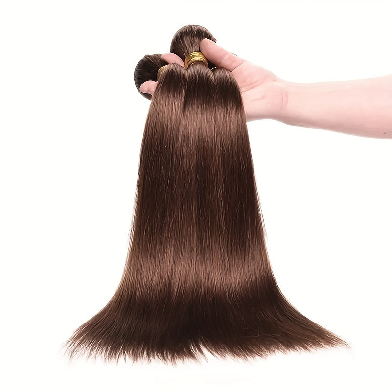 Brown Bunches Of Human Hair, Light Brown Straight Hair Bunches, 3 Brazilian Straight Hair Bunches, 100% Human Hair, Women'S Hair Extension