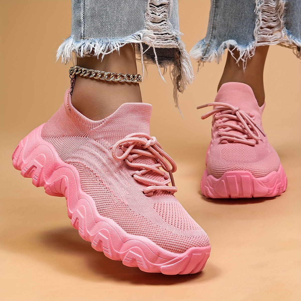 Women'S Casual Sports Sneakers, Striped Low Top Slip-On Shoes with Round Toe, Non-Slip Rubber Sole, Fabric Upper & Inner, All-Season Spring Footwear