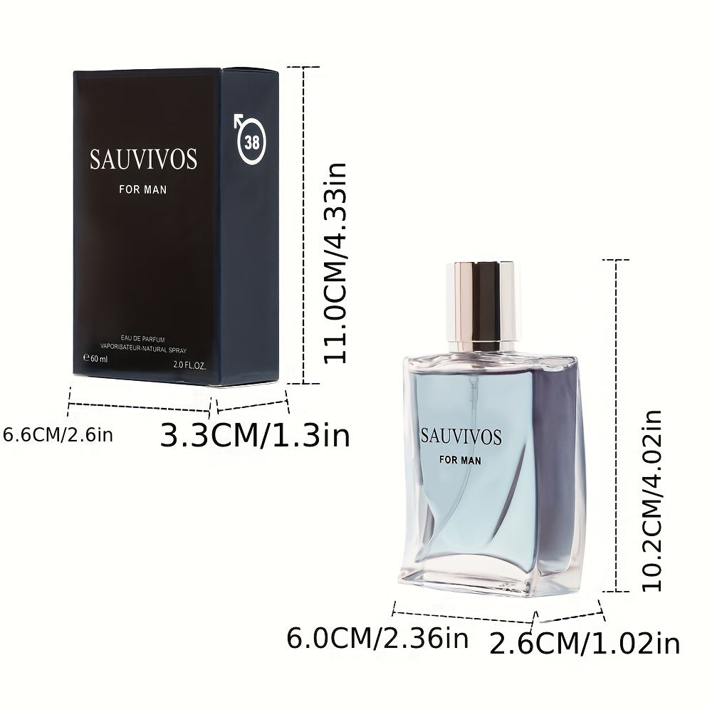 60ml Seductive Eau De Parfum for Men - Refreshing Long-Lasting Lemon, Prickly Ash, Cedar Wood Fragrance with Invigorating Top Notes, Perfect for Dating, Daily Life, and a Memorable Christmas Gift