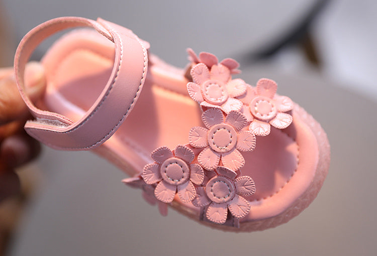 Adorable Girls Flower Sandals - Cute & Comfortable with Non-slip Soft Sole - Secure Slip-on Hook & Loop Fastener - Perfect for Playful Summer Days