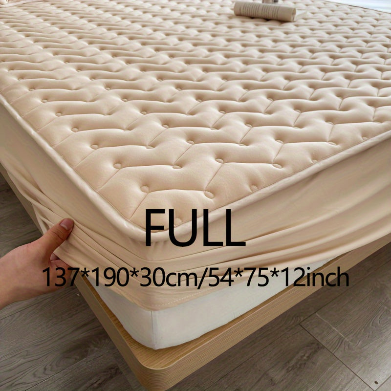 1pc Waterproof Fitted Sheet, Soft Comfortable Polyester Bedding Fitted Sheet, For Bedroom, Guest Room, With Deep Pocket, Fitted Bed Sheet Only