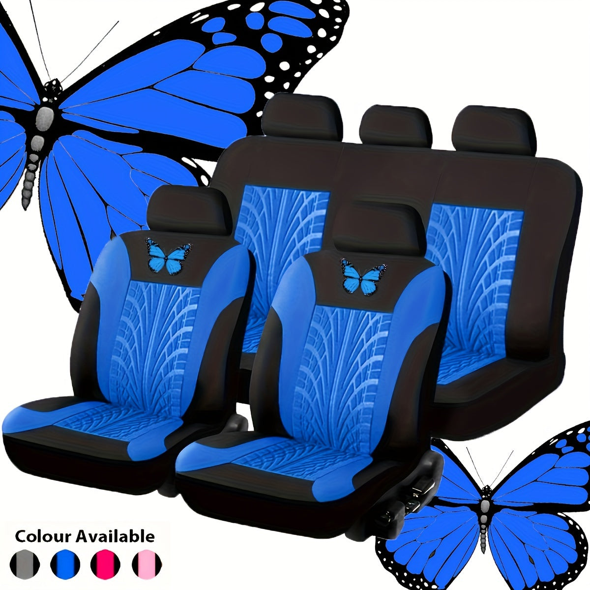 Full Set Red Universal Butterfly Pattern Embroidery Car Seat Cover Auto Seat Cover Set Christmas Gift