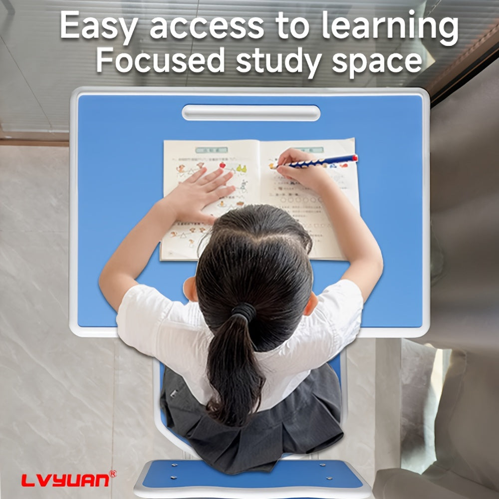 A Set Of High Quality Kids Table And Chair Set, Height Adjustable Children's School Study Table And Chair Set, Ergonomic Study Table Desk For Kids, Suitable For Children, Primary School Students And Teenagers Aged 3-18 Years