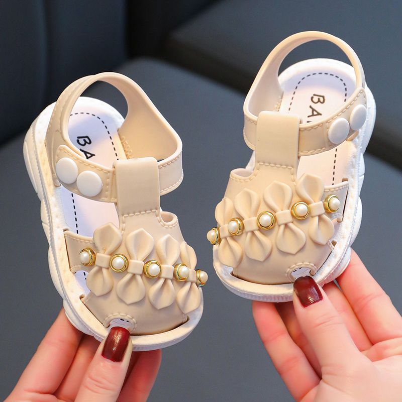 JIAGEYA Girls' Sandals 2023 Summer New Children's Non-slip Soft Bottom Children's Little Girls Baby Princess Beach Shoes