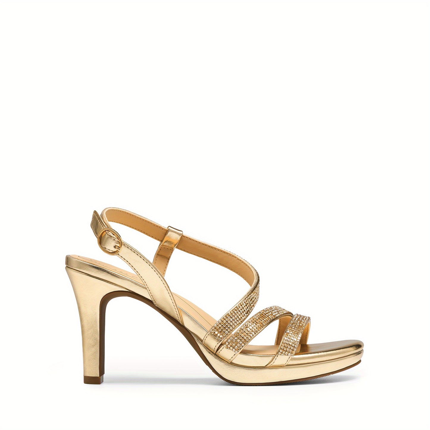 Women Sandals Heeled Sandal Women's Platform Strappy Heels High Heeled Sandals Open Toe Comfortable Dressy Shoes with Adjustable Ankle Strap Shiny for Party Brand Women Shoes