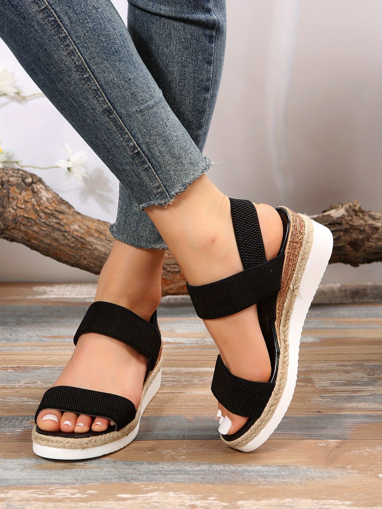 Womens Stylish Platform Espadrille Wedge Sandals - Ultra-Comfortable Knit Slip-Ons with Open Toe & Slingback Strap - Perfect for Casual Summer Style
