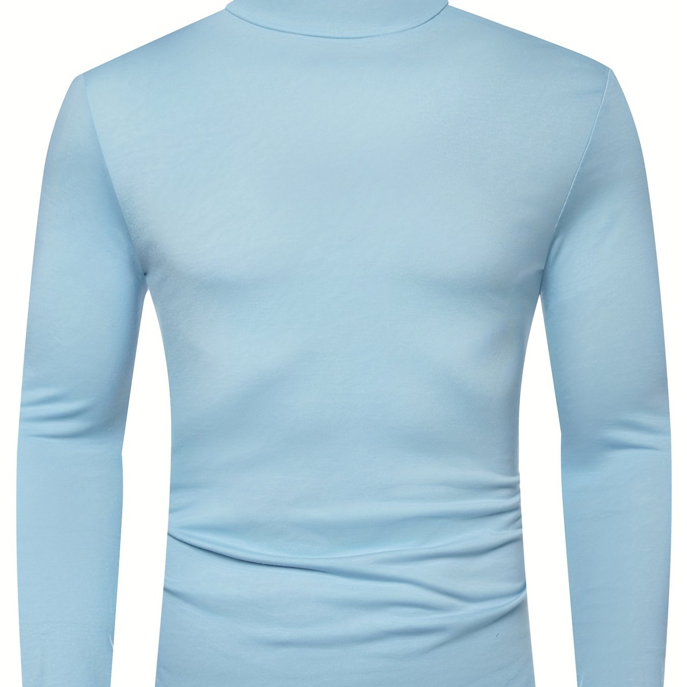 Long-Sleeved Multicolor Turtleneck Shirt for Men - Soft Medium Stretch Polyester Fabric, Regular Fit, High Neck Collar, Machine Washable, Perfect for Spring and Fall Seasons