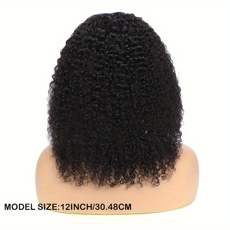 Kinky Curly Lace Front Wigs Human Hair 4x4x1 Lace Closure Wigs 180% Density Kinky Curly Wigs with Brazilian Remy Hair Unprocessed Virgin Hair Wig Natural Color