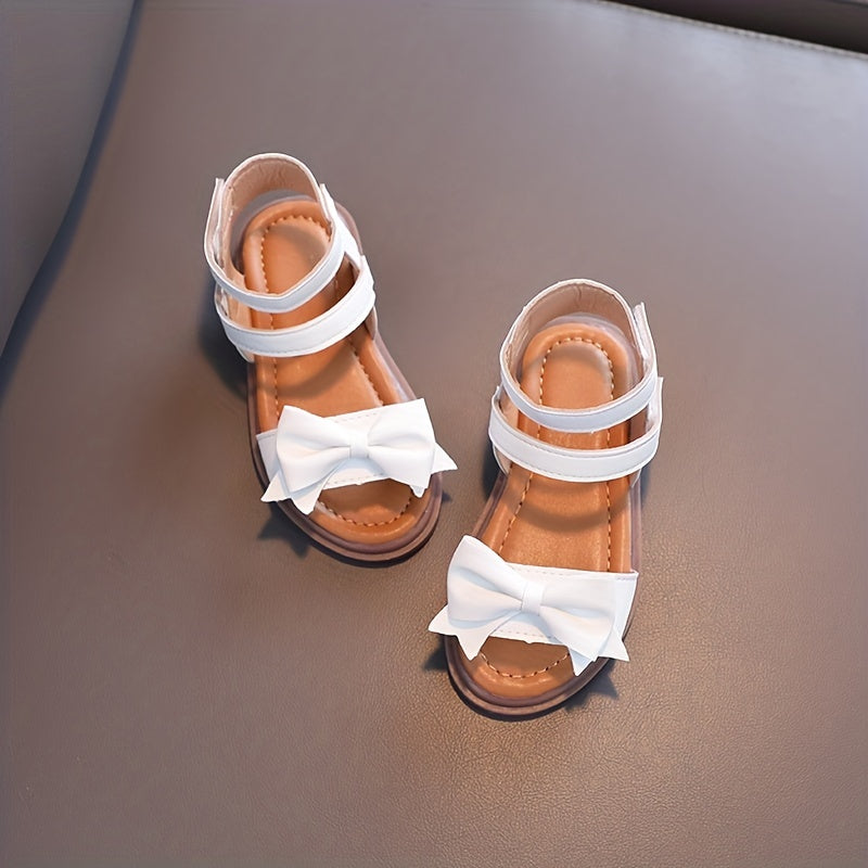 Adorable Bow-Adorned Casual Sandals For Baby Girls, Soft Sole Sandals Perfect For Walking