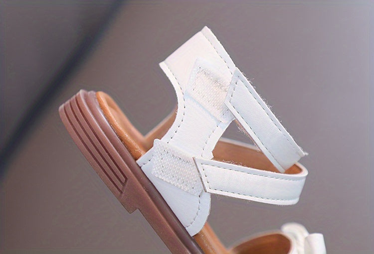 Adorable Bow-Adorned Casual Sandals For Baby Girls, Soft Sole Sandals Perfect For Walking