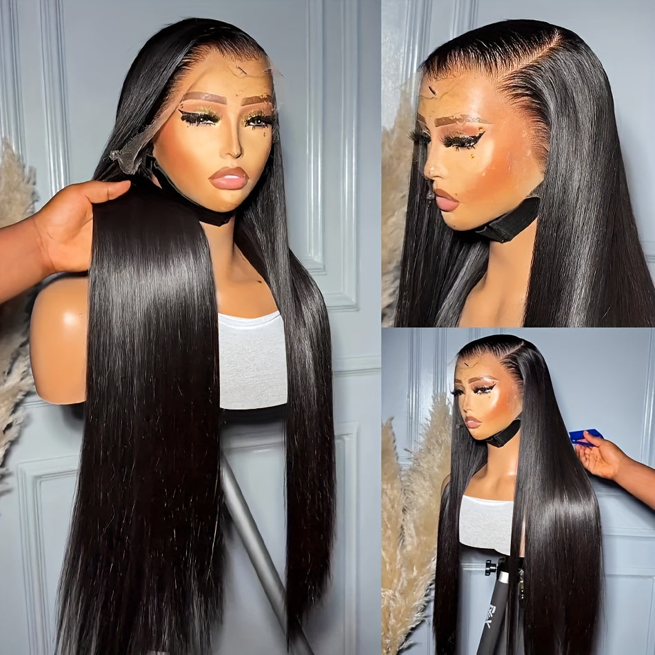 360 straight lace frontal human hair wig with baby hairs 150 density full lace 100% human hair pre plucked human hair lace frontal wig natural color