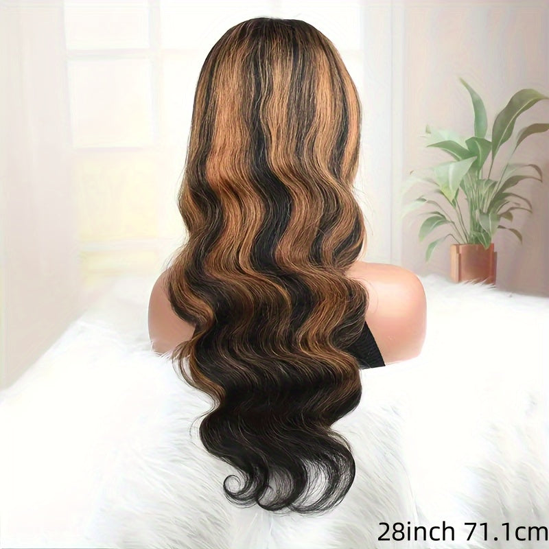 BTOMAR 13x6 HD Lace Front Wig - Density Real Human Hair Wavy Curl, Pre-Rooted Gradient Color Change, Natural Look for Women, Vacation & Party Elegance, Daily & Work Use, Anti-Tangle Hairpiece, Hair Wigs, Stylish Hair Accessor