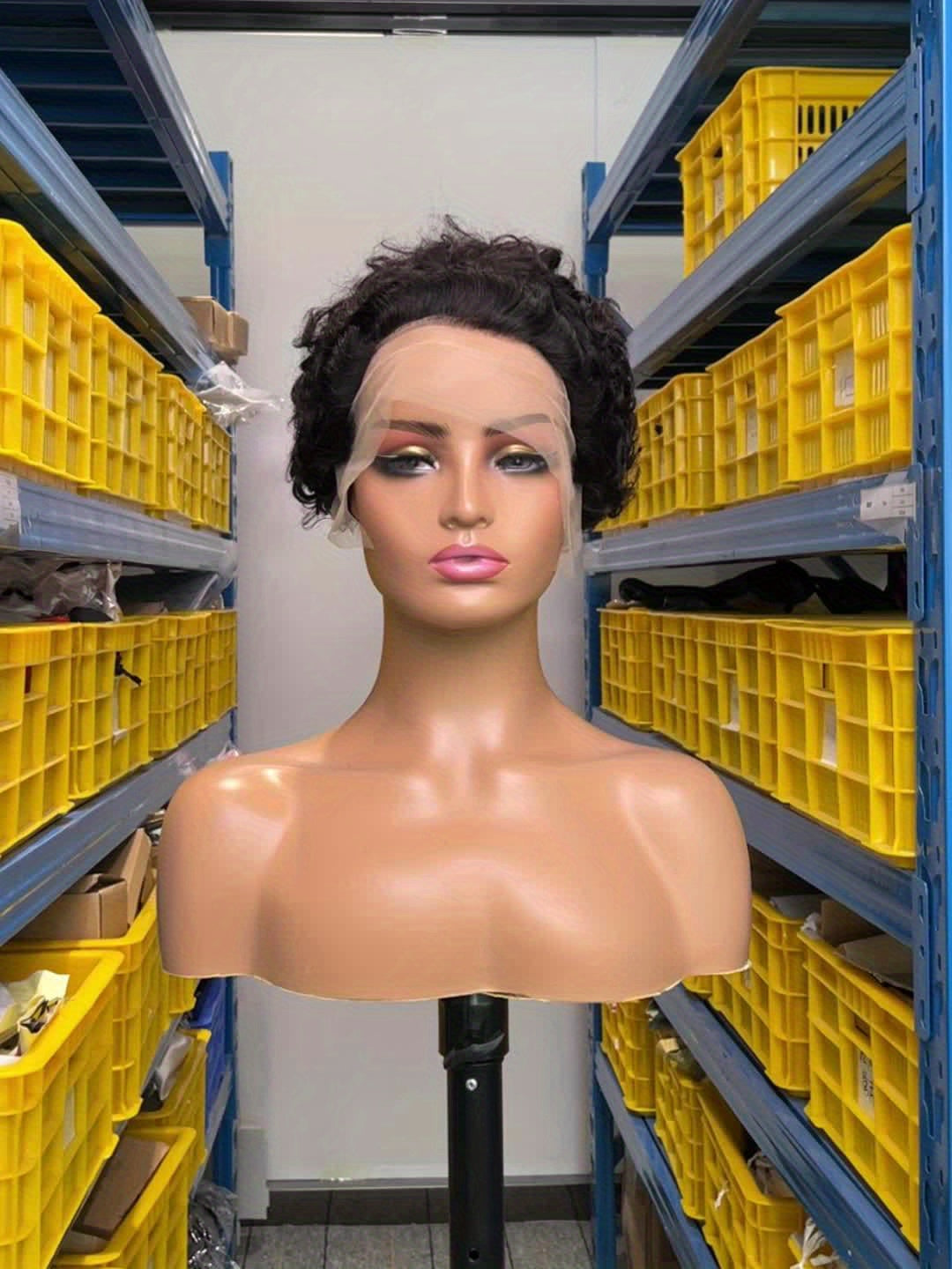 Brazilian Pixie Cut Wig Human Hair 13X1 Short Curly Lace Front Wigs Human Hair Short Curly Wigs For Women Human Hair (6inch 1B#)