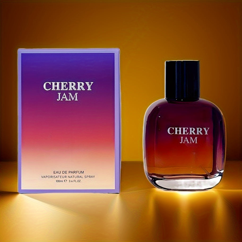 Women's Eau de Parfum 3.4oz - Cherry Jam Scent with Fresh Cherry, Plum & Vanilla Notes, 10-20% Perfume Concentration, BPA-Free, -Lasting Fragrance for Casual Attire, Feminine Scent | Elegant Bottle Design | Fresh Fruity Scent