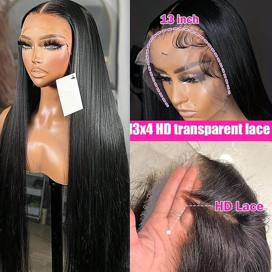 250% Density Glueless Wigs Human Hair Pre Plucked Pre Cut 13x4 HD Transparent Lace Front Wigs Human Hair For Women Straight Bye Bye Knot Wigs
