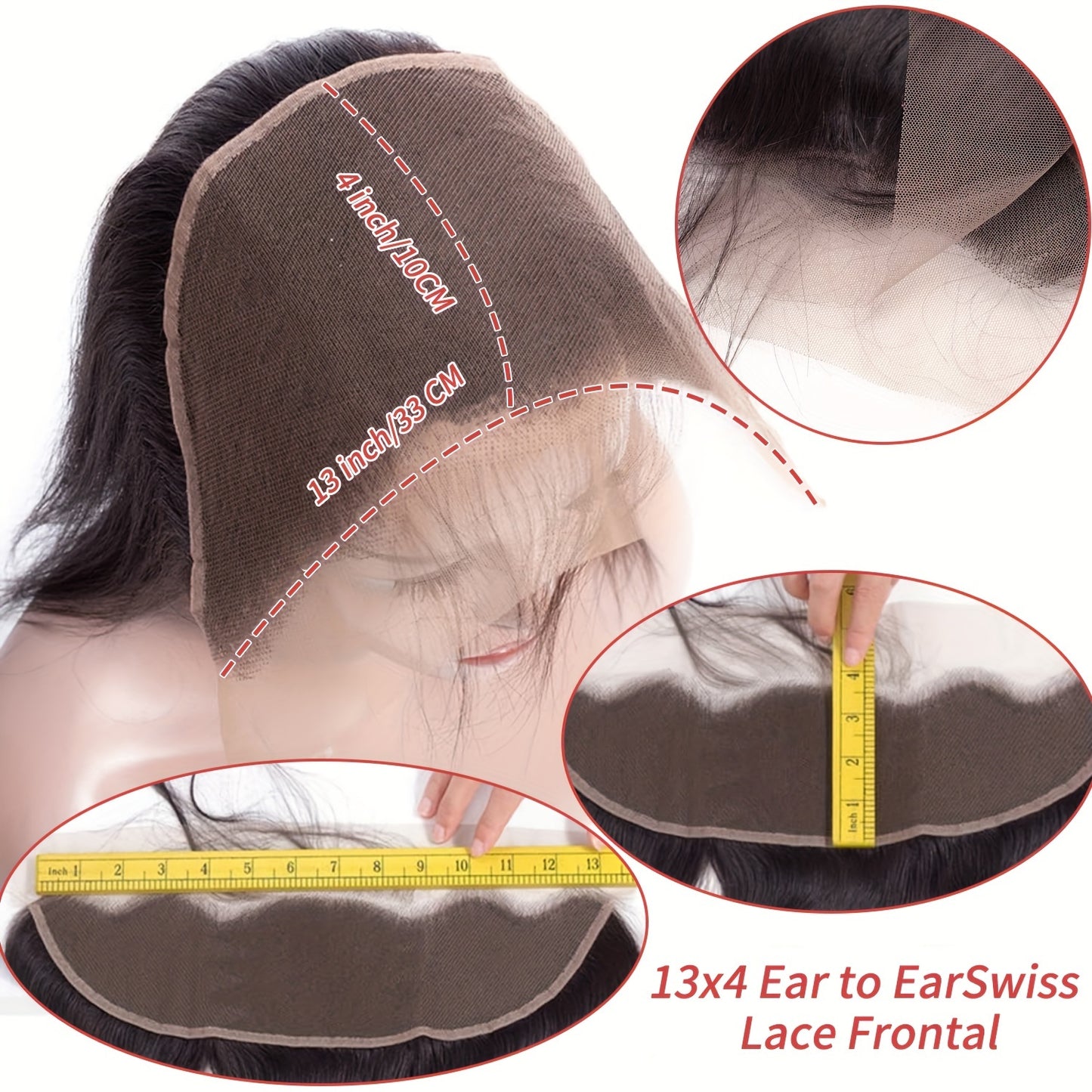 13x4 HD Lace Frontal Closure Brazilian Straight Human Hair Frontal 150% Density Brazilian Virgin Straight Hair Frontal Closures Natural Black Color