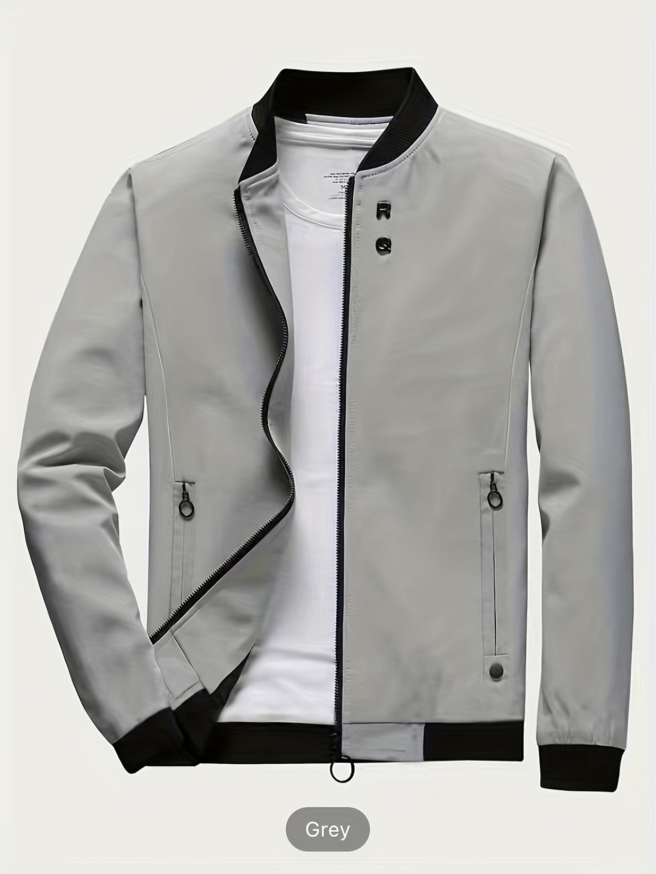 Windproof Slim Fit Long-sleeved Jacket - Casual Stand Collar Zippered Top - Suitable For Spring And Autumn