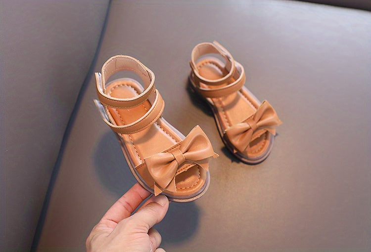 Adorable Bow-Adorned Casual Sandals For Baby Girls, Soft Sole Sandals Perfect For Walking