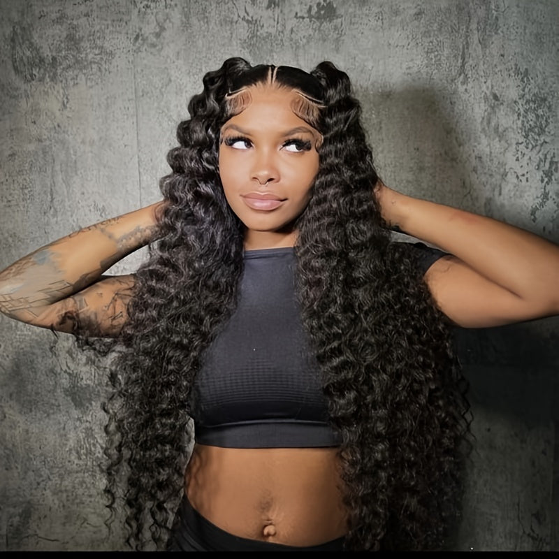 30Inch Human Hair Wigs for Women: 13x6 Deep Curly Pre Plucked Loose Deep Wave Full Density Hd Transparent Frontal Wig