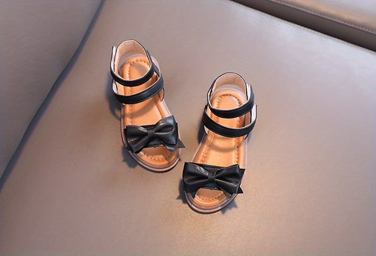Adorable Bow-Adorned Casual Sandals For Baby Girls, Soft Sole Sandals Perfect For Walking