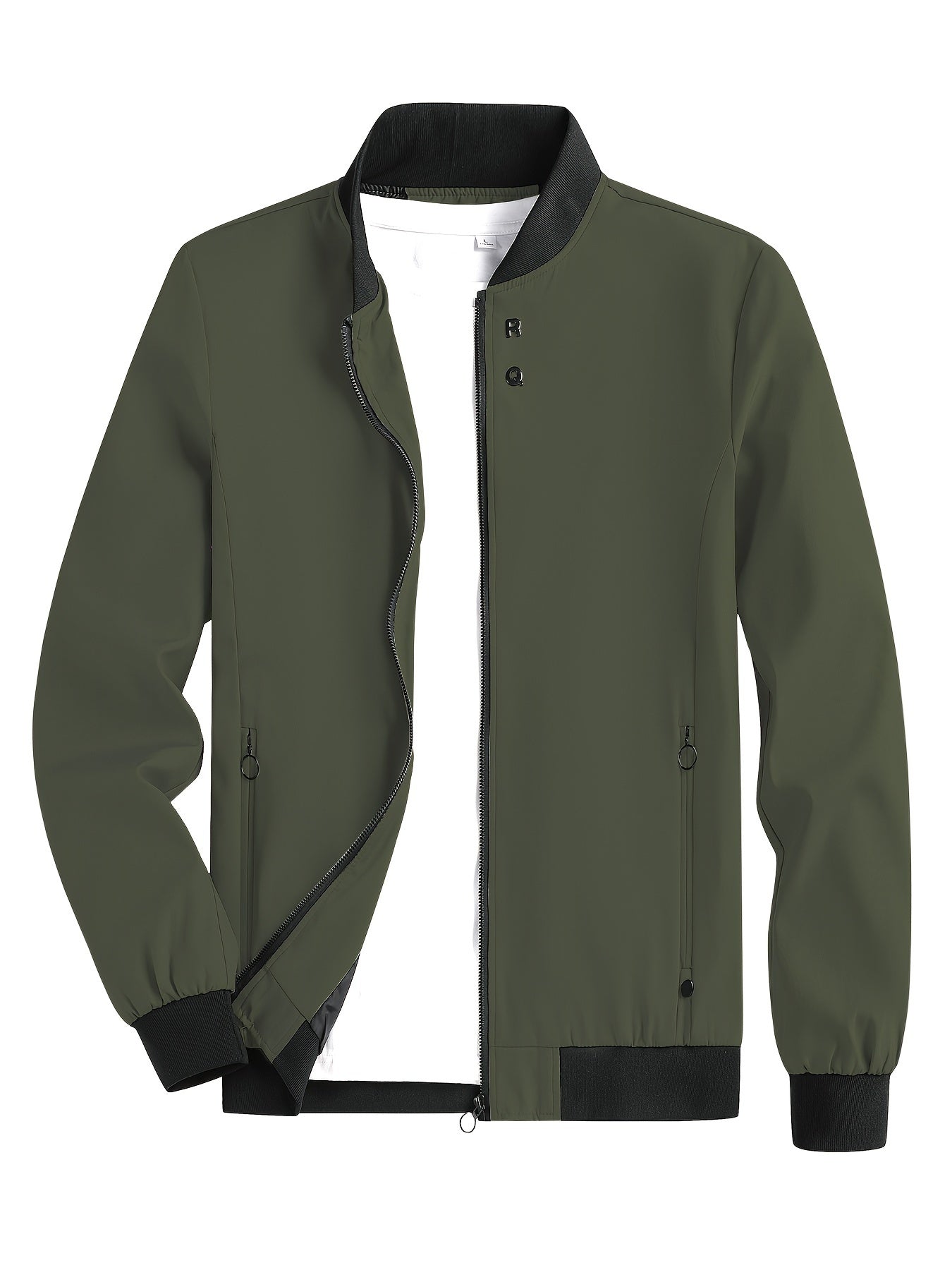 Windproof Slim Fit Long-sleeved Jacket - Casual Stand Collar Zippered Top - Suitable For Spring And Autumn
