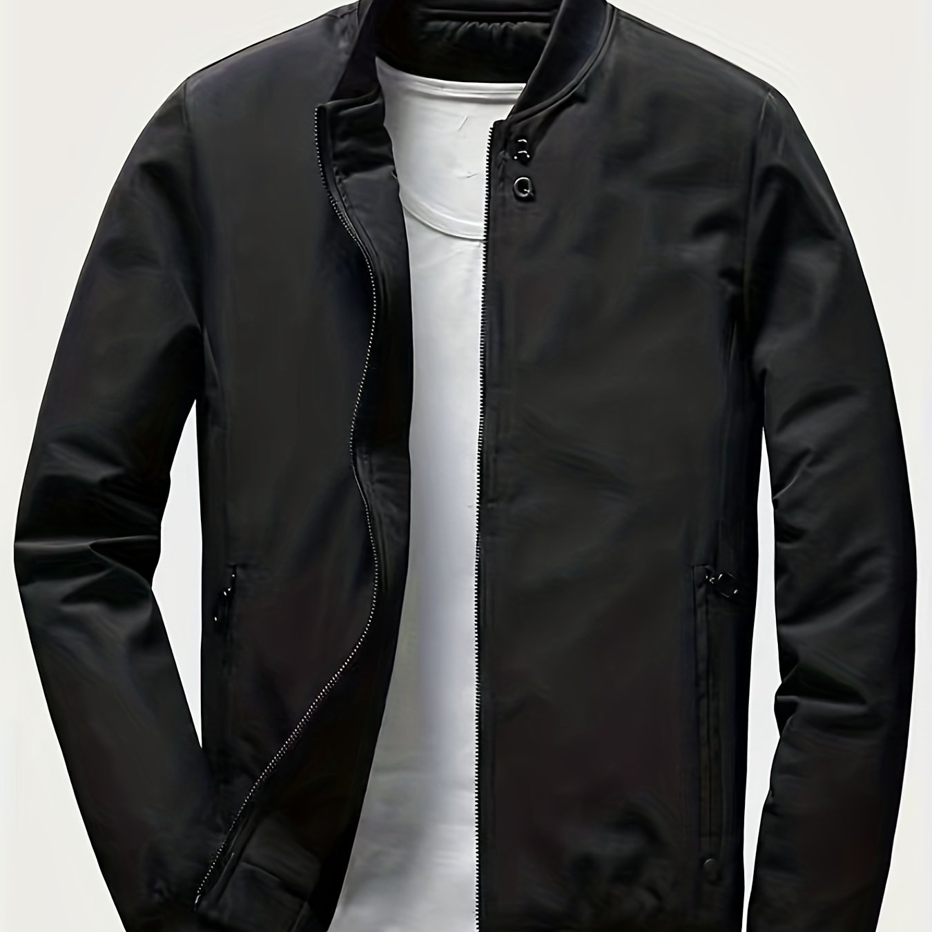 Windproof Slim Fit Long-sleeved Jacket - Casual Stand Collar Zippered Top - Suitable For Spring And Autumn