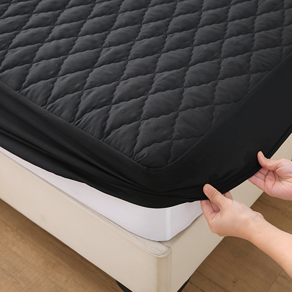 1pc Waterproof Mattress Cover, Soft and Comfortable Thick Bed Sheet, Breathable Dust-proof Urine-proof Quilted Mattress Protector, Suitable for Bedroom, Guest Room, White/Dark Blue/Dark Green/Gray