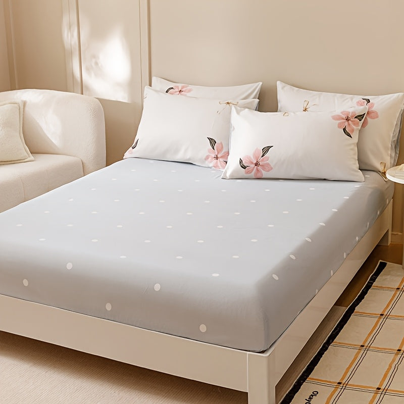 7pcs Fashion Quilt Set - Freshness Nature Rural Flowers, Soft Ventilate 180gsm Quilting, 1 Quilt + 1 Bed Cap + 1 Bed Sheet + 4 Pillowcases