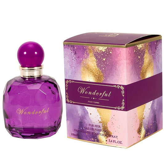3.4oz Wonderful Ladies Eau De Parfum - Long-Lasting Fragrance, Floral Scent, Perfect for Daily Wear, Suitable for All Skin Types - High-Quality, Affordable, and Authentic Perfume