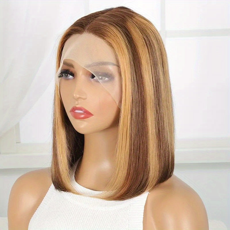 13*4 Red Straight Bob Wig - 180% Density Remy Human Hair Wig with Pre-Plucked Lace Front for Women and Girls
