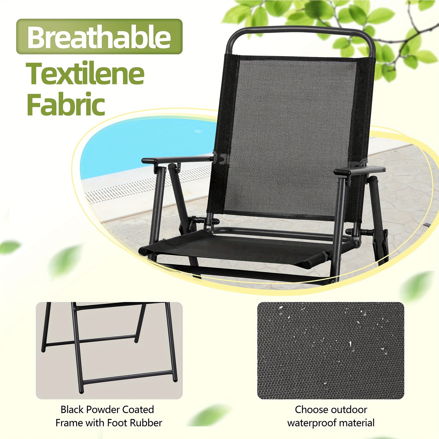 Vongrasig 6 Piece Folding Patio Dining Set, Small Metal Outdoor Garden Patio Table and Chair Set w/Umbrella for Lawn, Deck, Backyard