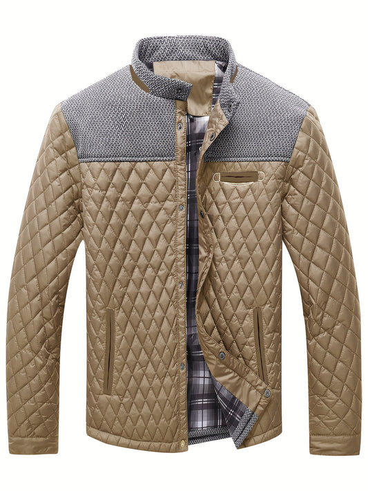 Warm & Lightweight Men's Quilted Winter Jacket - Casual Stand Collar Coat for Everyday Wear