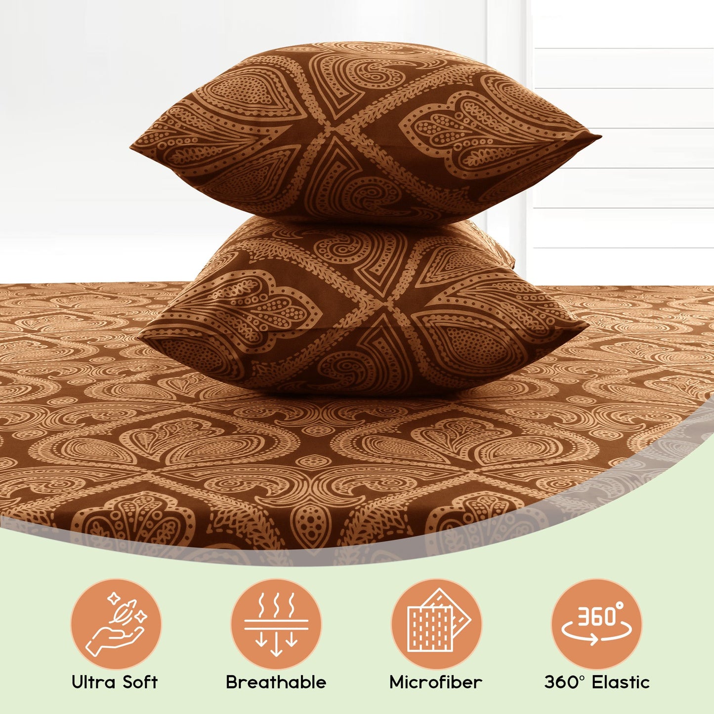 Lux Decor 6 Pieces Paisley Bed Sheet, Breathable Hotel Style Sheets, Microfiber Sheets Deep Pockets, Easy-Fit, Soft & Wrinkle Free Oeko-Tex Cooling Bed Sheets