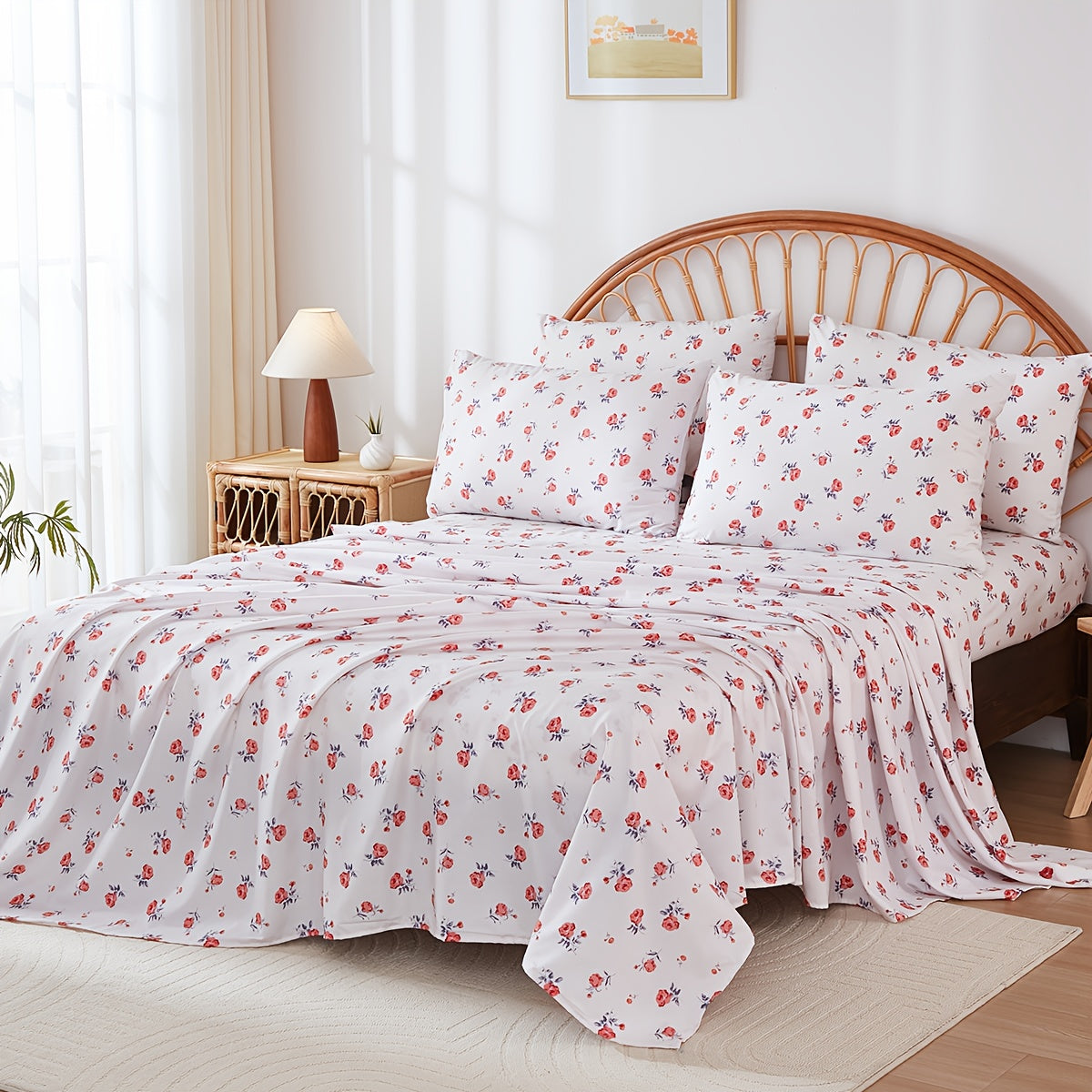 [Breathable Hollow Lace] 3/4pcs Breathable And Comfortable Hollow Lace Bed Sheet Set - Fitted Sheet (Pillowcase*1/2, Bed Sheet*1, Fitted Sheet*1) - Bedding for Bedroom, Hotel, Available In All Seasons, Washable