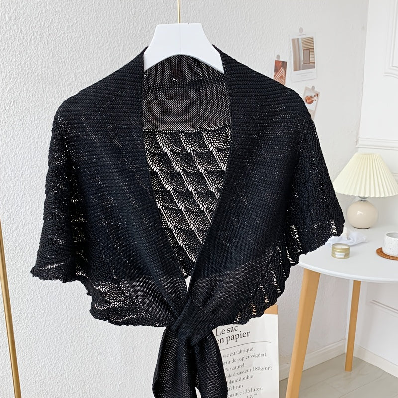 [Stylish Shawl] Lightweight, Breathable Polyester Women's Stylish Openwork Yarn Shawl | Versatile, Machine Washable, Perfect for Layering or Standalone Outfits, Weekend Casual Wrap
