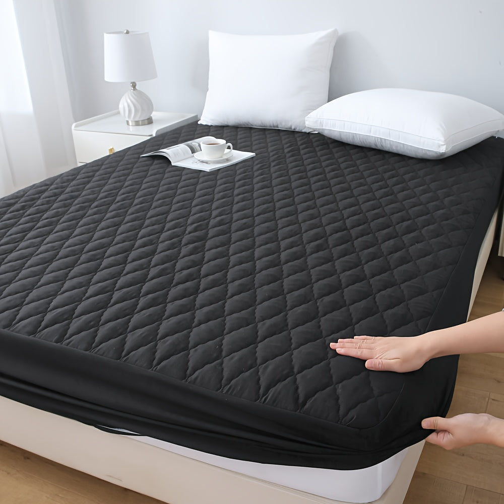 1pc Waterproof Mattress Cover, Soft and Comfortable Thick Bed Sheet, Breathable Dust-proof Urine-proof Quilted Mattress Protector, Suitable for Bedroom, Guest Room, White/Dark Blue/Dark Green/Gray