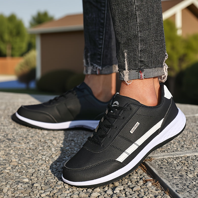 [Lightweight Running Shoes] VanWeir Men's Lightweight Running Shoes | Navy Blue & White, Stability Lace-Up Sneakers with MD/TPR Sole, Breathable Fabric Lining for Outdoor Sports, Hiking & Casual Wear