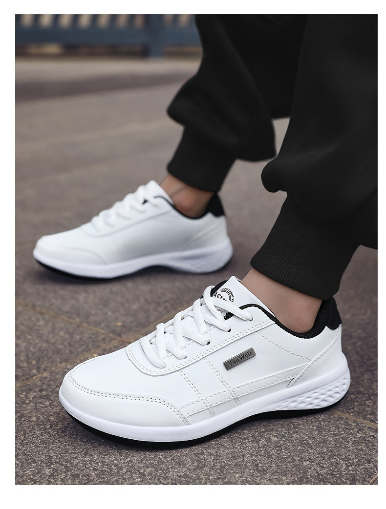 [Lightweight Running Shoes] VanWeir Men's Lightweight Running Shoes | Navy Blue & White, Stability Lace-Up Sneakers with MD/TPR Sole, Breathable Fabric Lining for Outdoor Sports, Hiking & Casual Wear