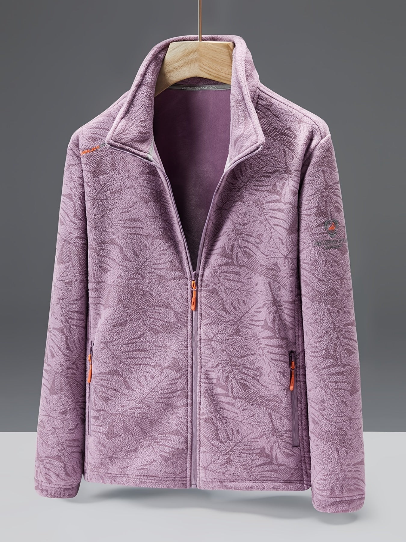 Ultra-Durable Windproof Plant Print Fleece Jacket - Perfect for Adventure Seekers with Stylish Nature-Inspired Design