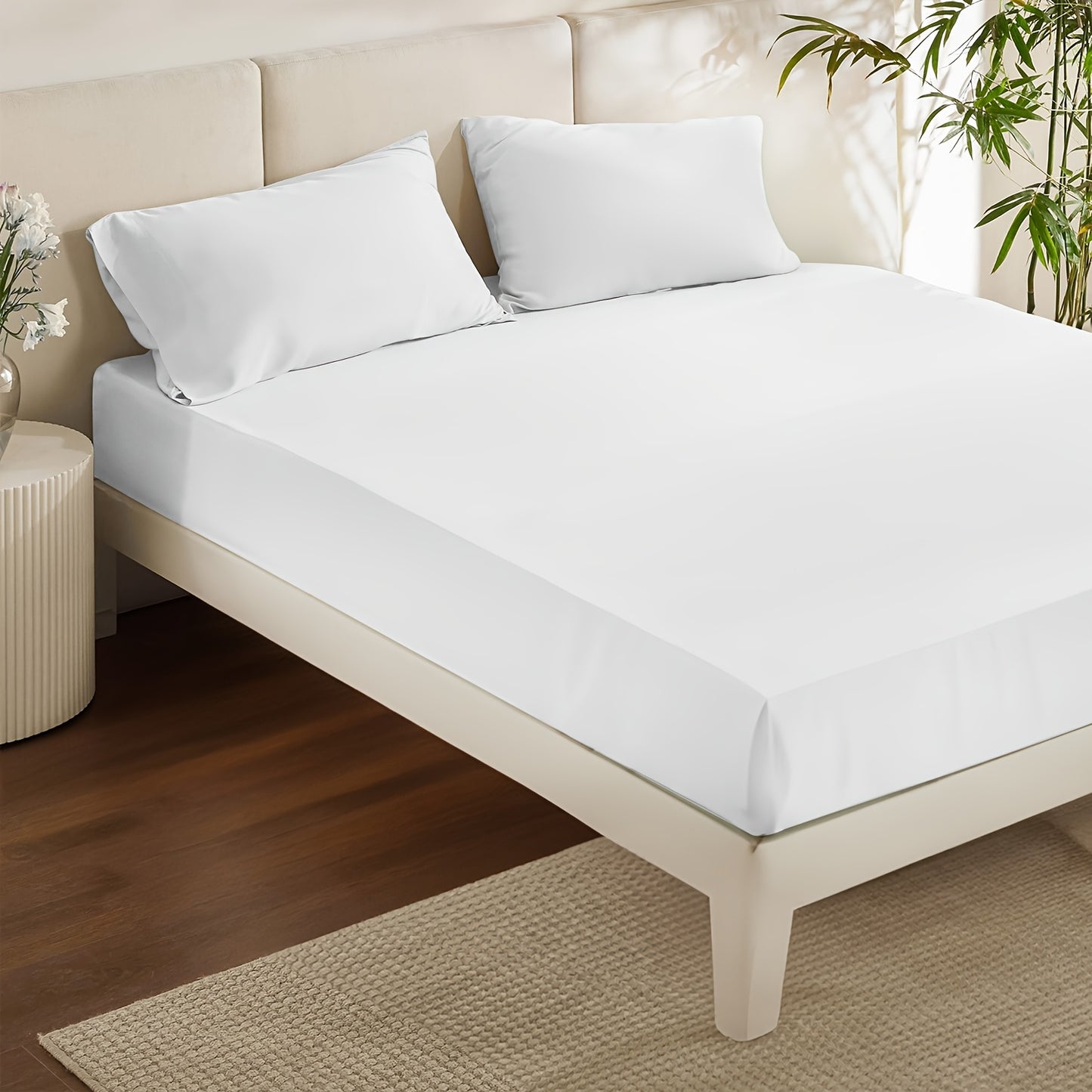 [3pcs Super Soft Bamboo Bed] Emircey 3pcs Set 100% Bamboo Fiber Bed, Super Soft, Comfortable - Hotel Luxury Bed Sheet+Pillowcase, Deep Pocket, Easy to Fit, Wrinkle Free, 1 Bed Sheet+2 Pillowcases