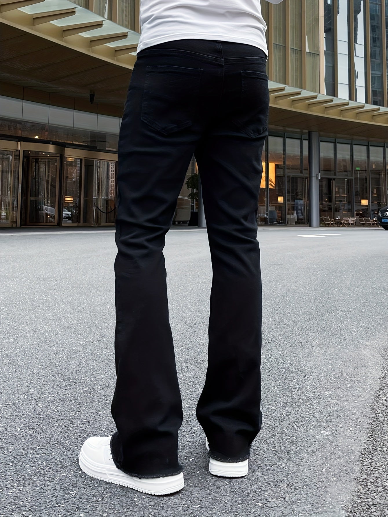Mid-Stretch Slim Fit Flared Jeans for Men - Trendy Street Style Denim Pants with Comfortable Fabric, Classic Five-Pocket Design, and Fashionable Flared Leg - Perfect for Casual Daily Wear, Party, and Outdoor Activities