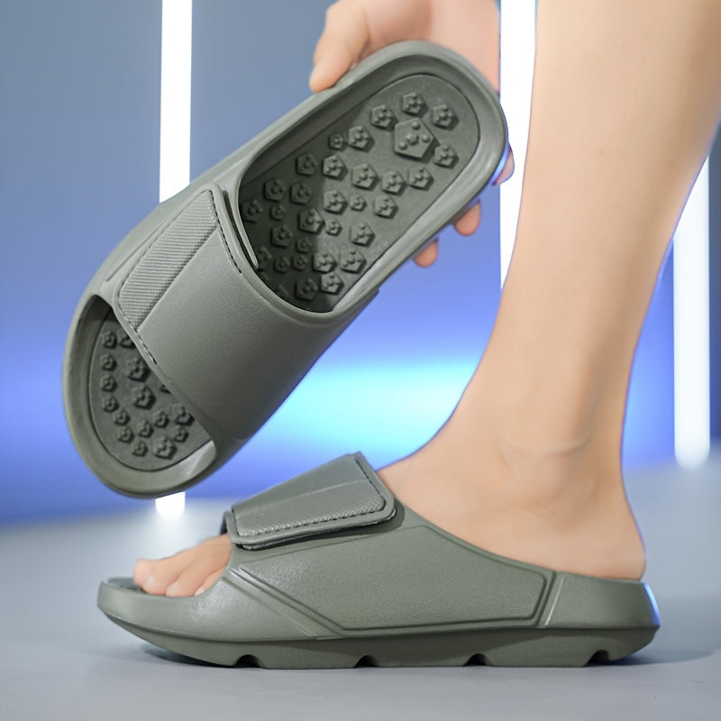 Men'S Breathable Massage Sandals - Comfortable EVA Summer Slides with Arch Support, Hook-and-Loop Closure, and Comfortable Heel for Outdoor, Beach, and Casual Wear, Strappy Sandal