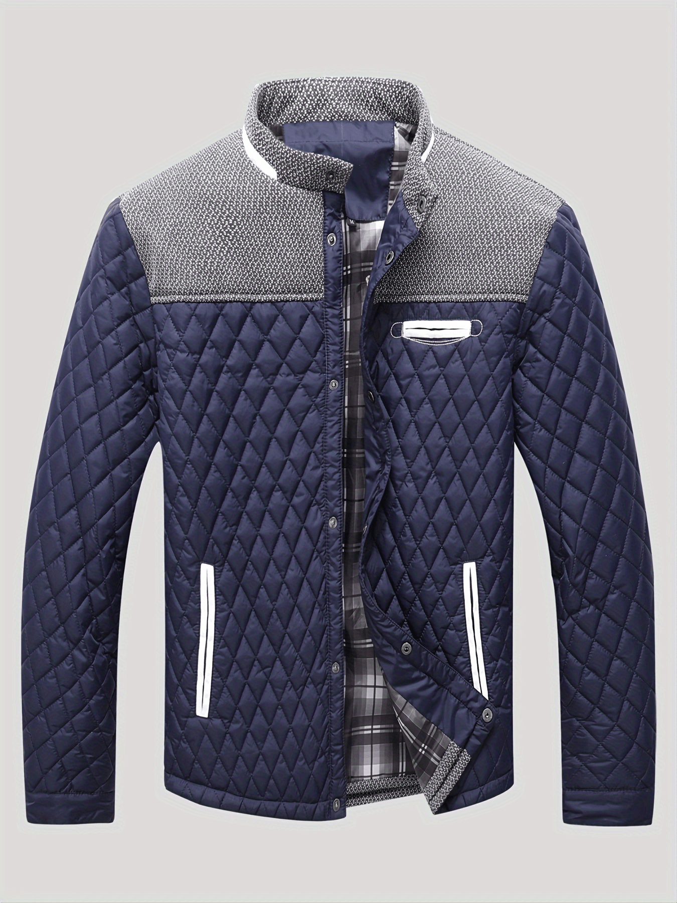 Warm & Lightweight Men's Quilted Winter Jacket - Casual Stand Collar Coat for Everyday Wear